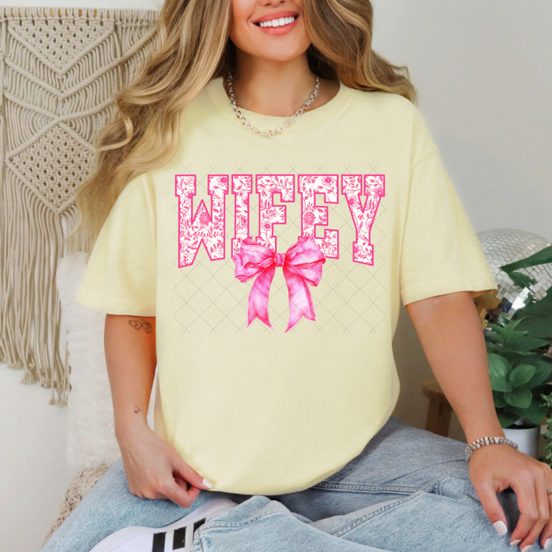 Wifey Pink Floral Coquette Transfer