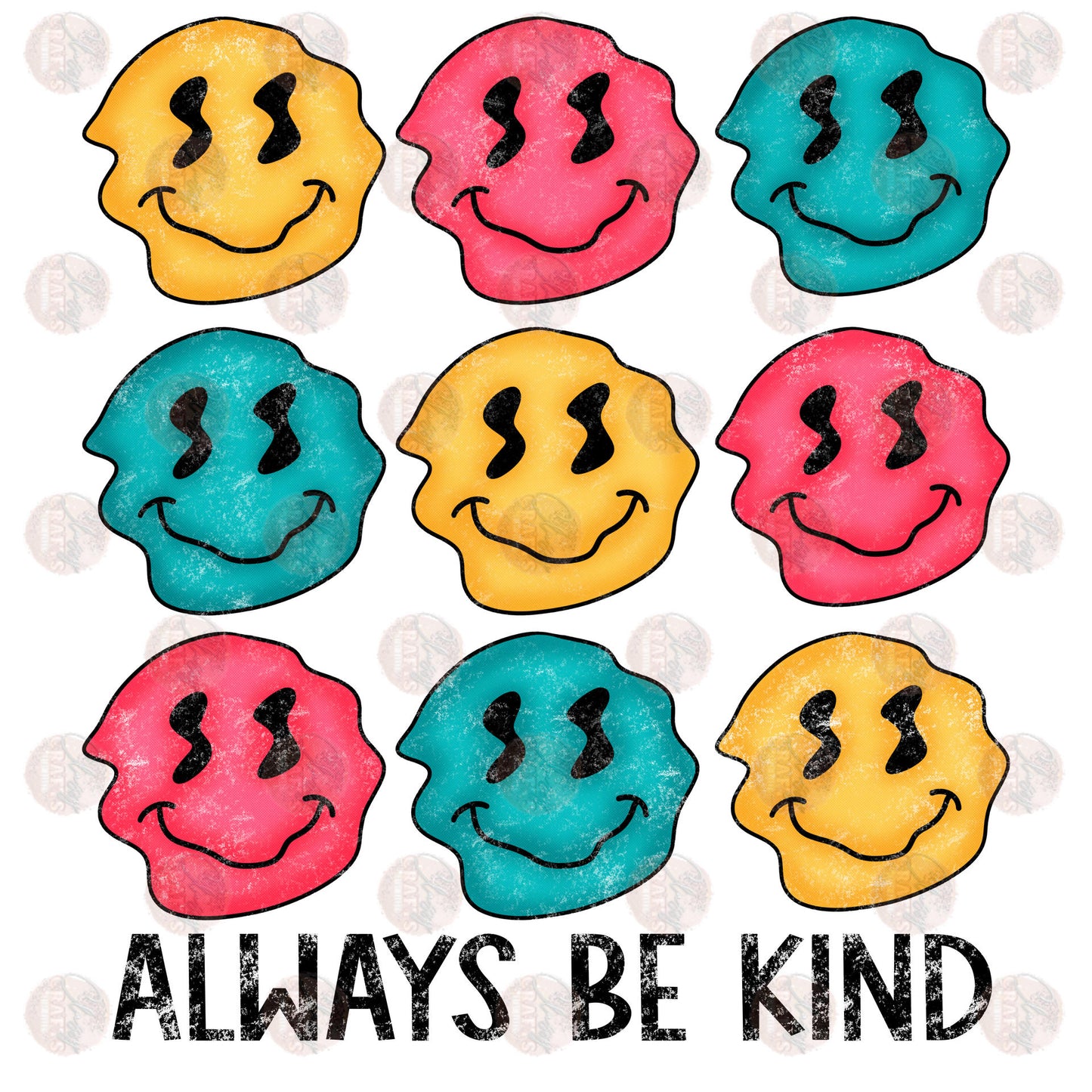 Always Be Kind Groovy Smileys - Sublimation Transfer