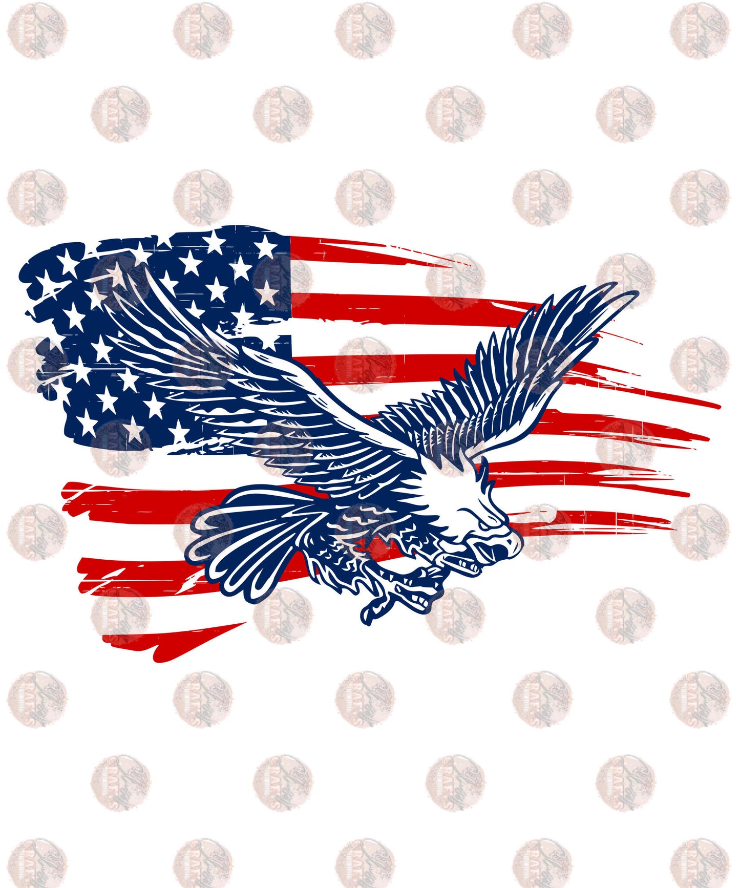 American Battle Torn Flag Bald Eagle - Sublimation Transfer