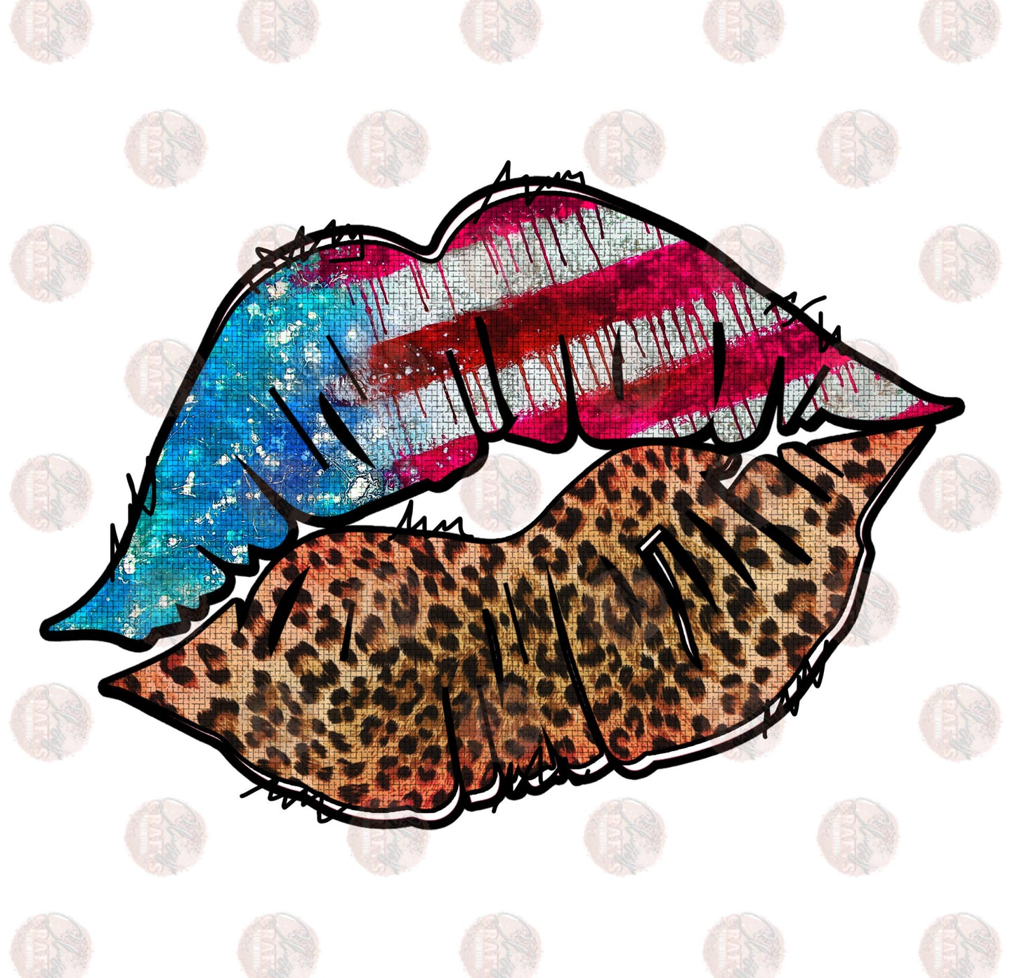 Americana Cheetah Lips Transfer