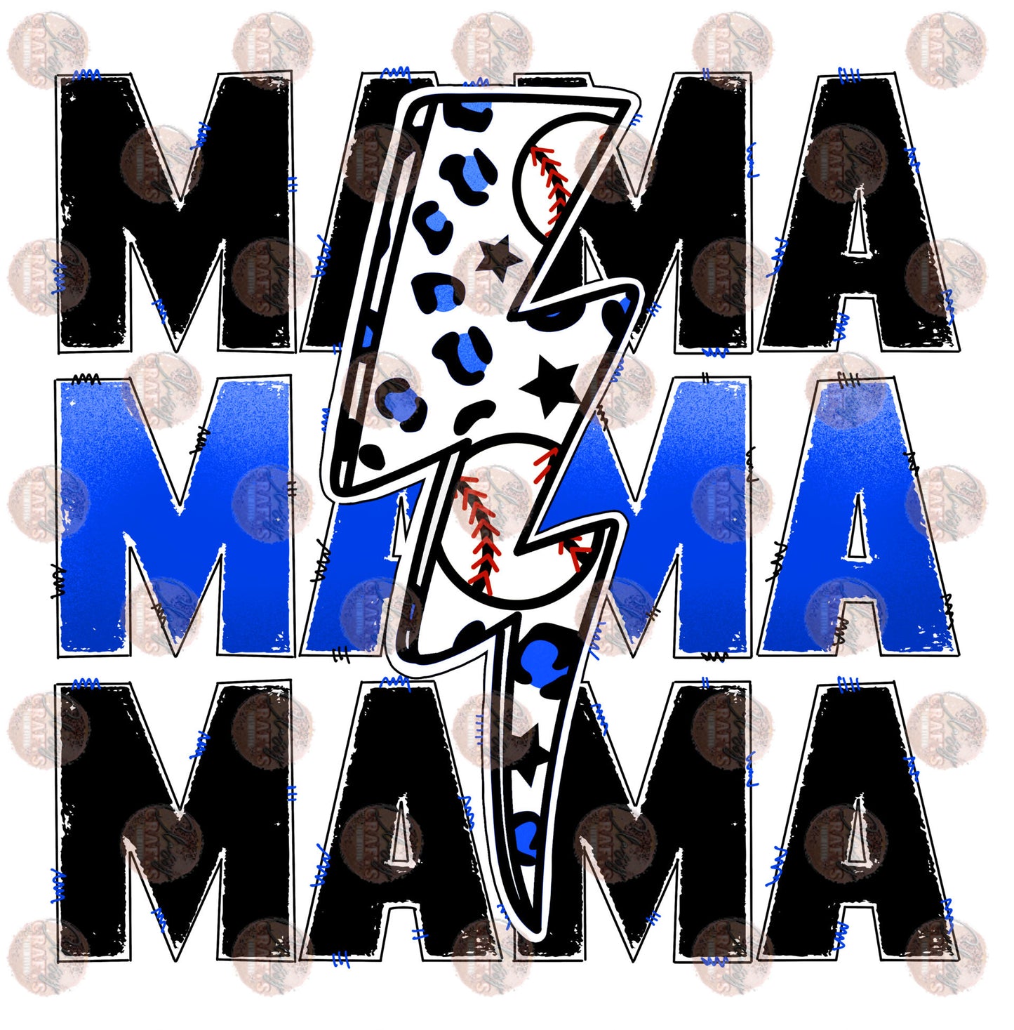 Baseball Mama Blue Transfer