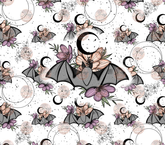Bat Floral 2 Tumbler Wrap  - Sublimation Transfer