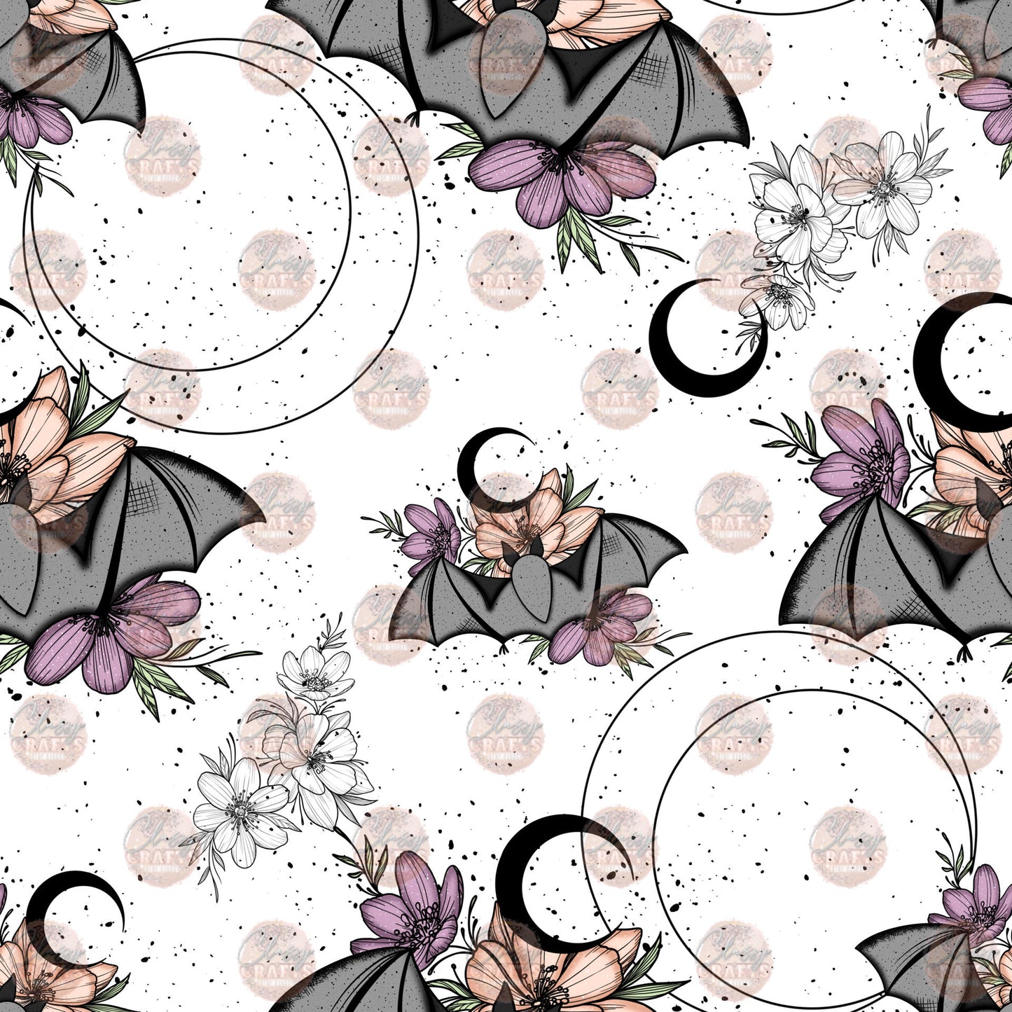 Bat Floral Seamless  Tumbler Wrap