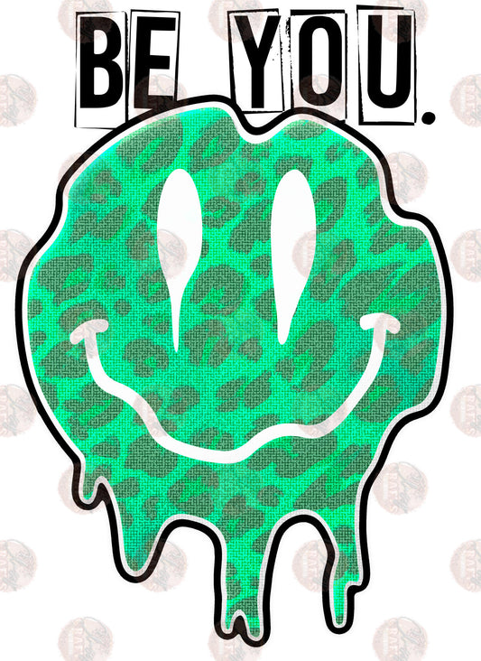 Be You Green Leopard Smiley - Sublimation Transfer