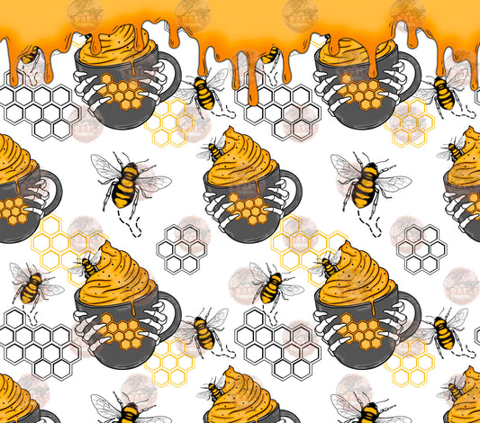 Bee Tea Drip Tumbler Wrap - Sublimation Transfer