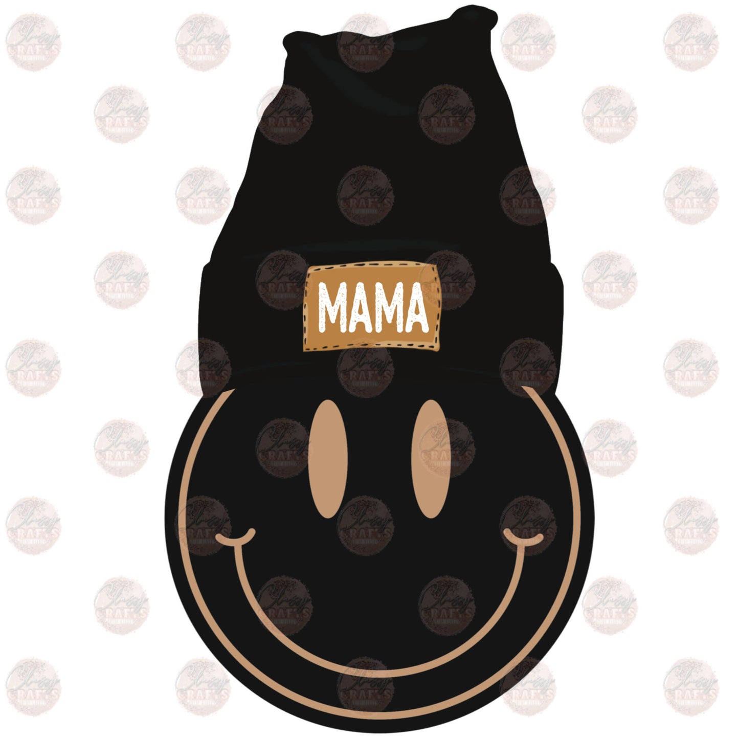 Black Mama Beanie Smiley Transfer