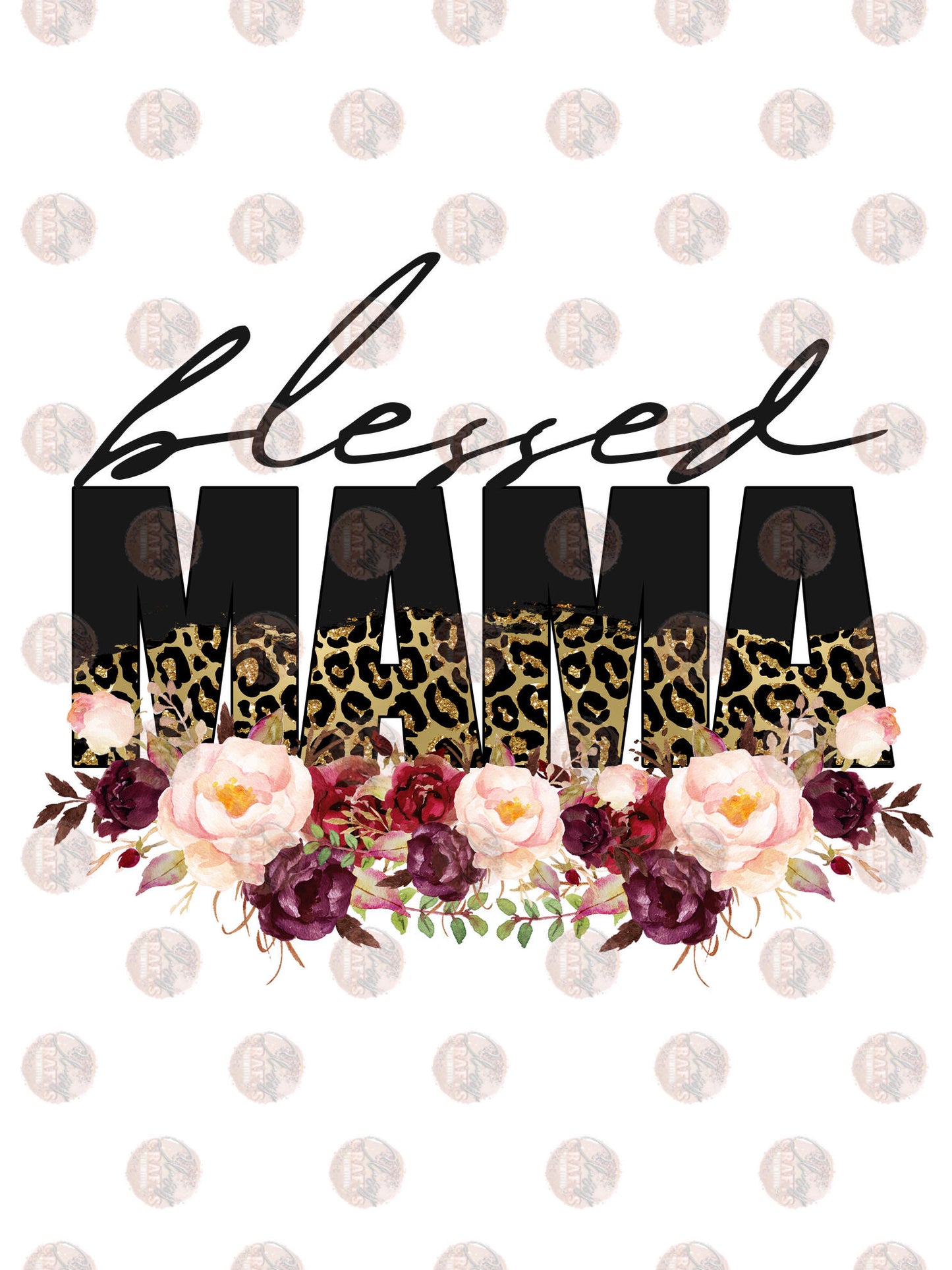 Blessed Mama Floral Transfer