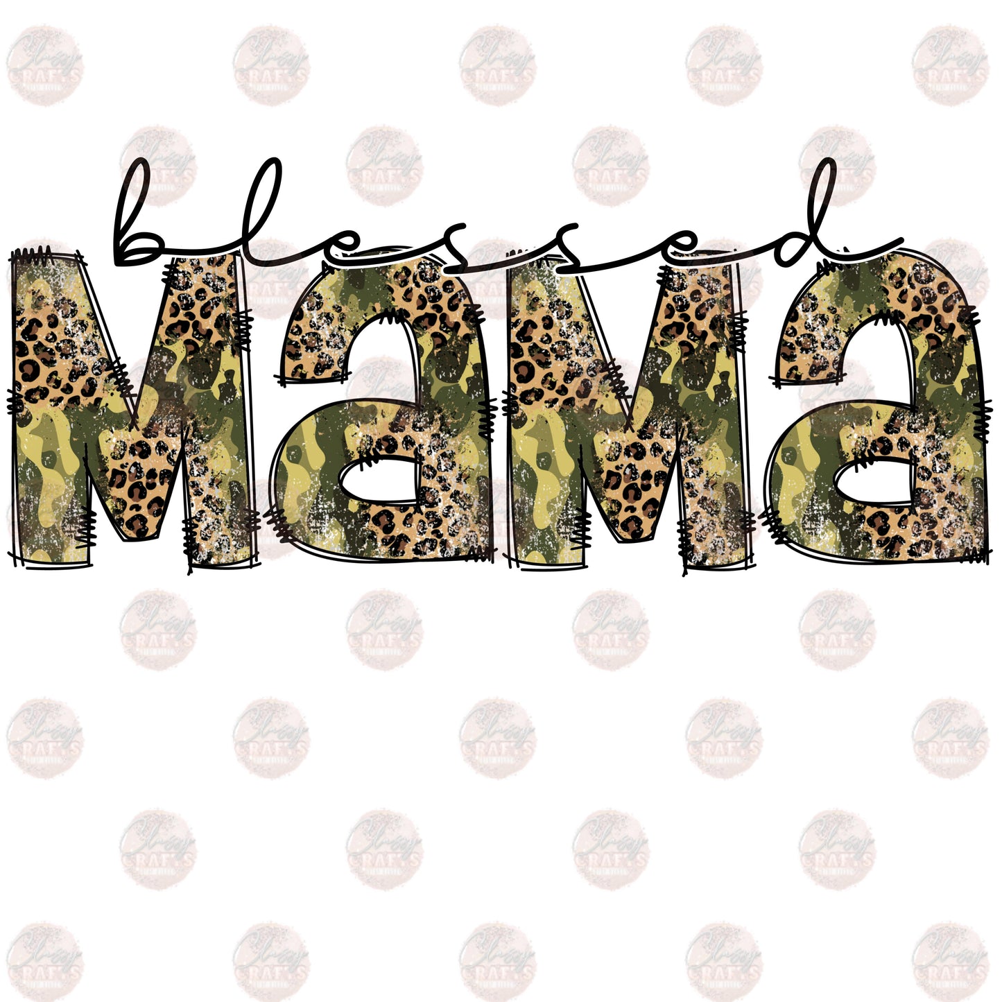 Blessed Mama Leopard Camo Transfer