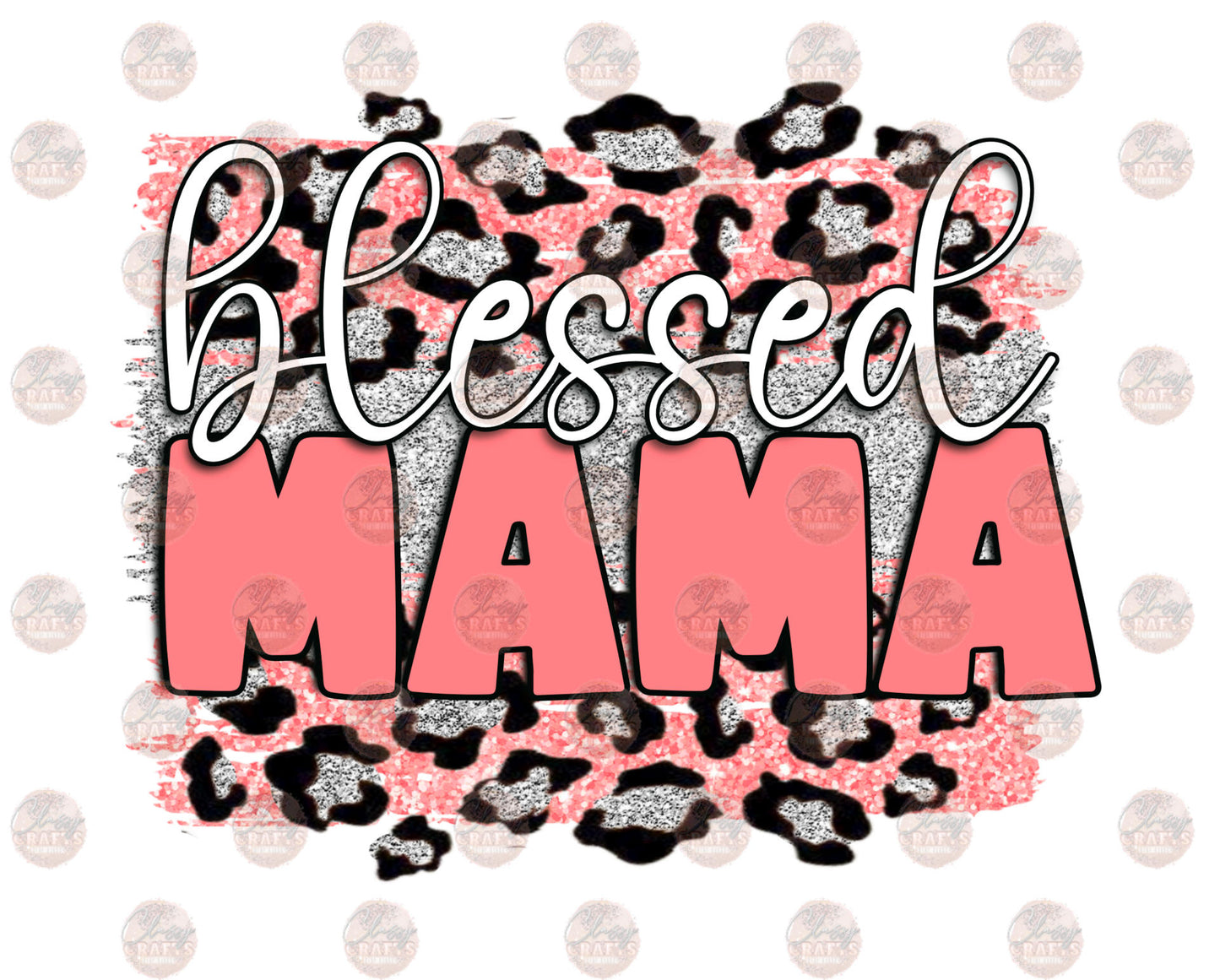 Blessed Mama Pink Leopard Transfer