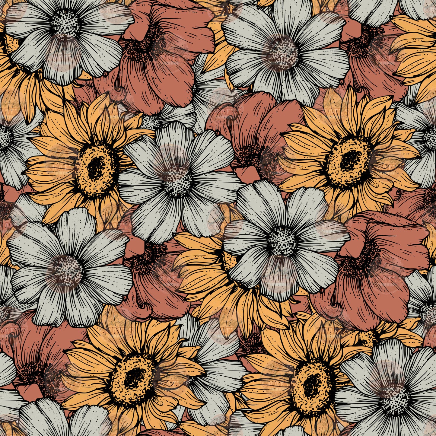 Boho Flower 2 Seamless Wrap - Sublimation Transfer