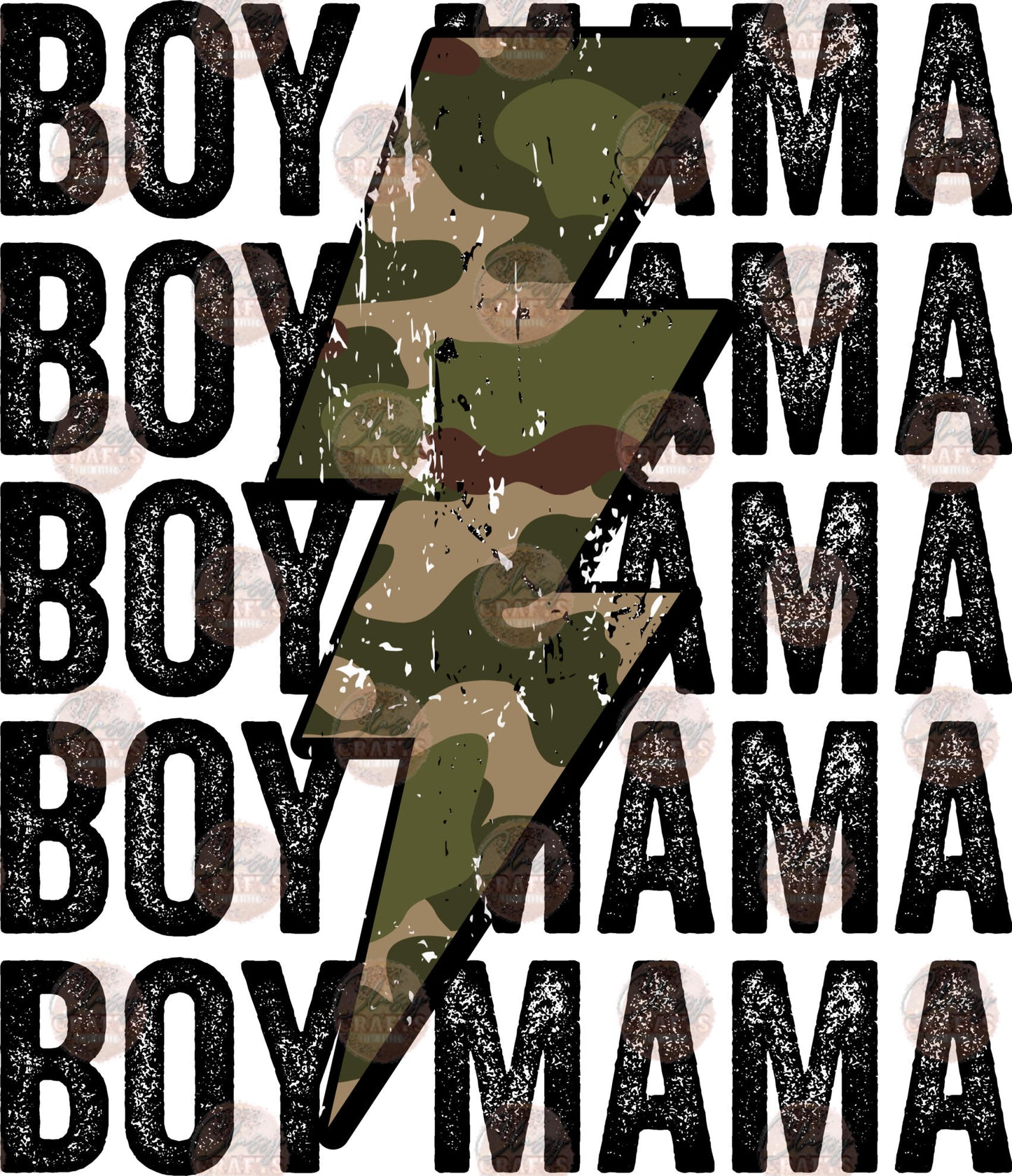 Boy Mama Camo Bolt Transfer