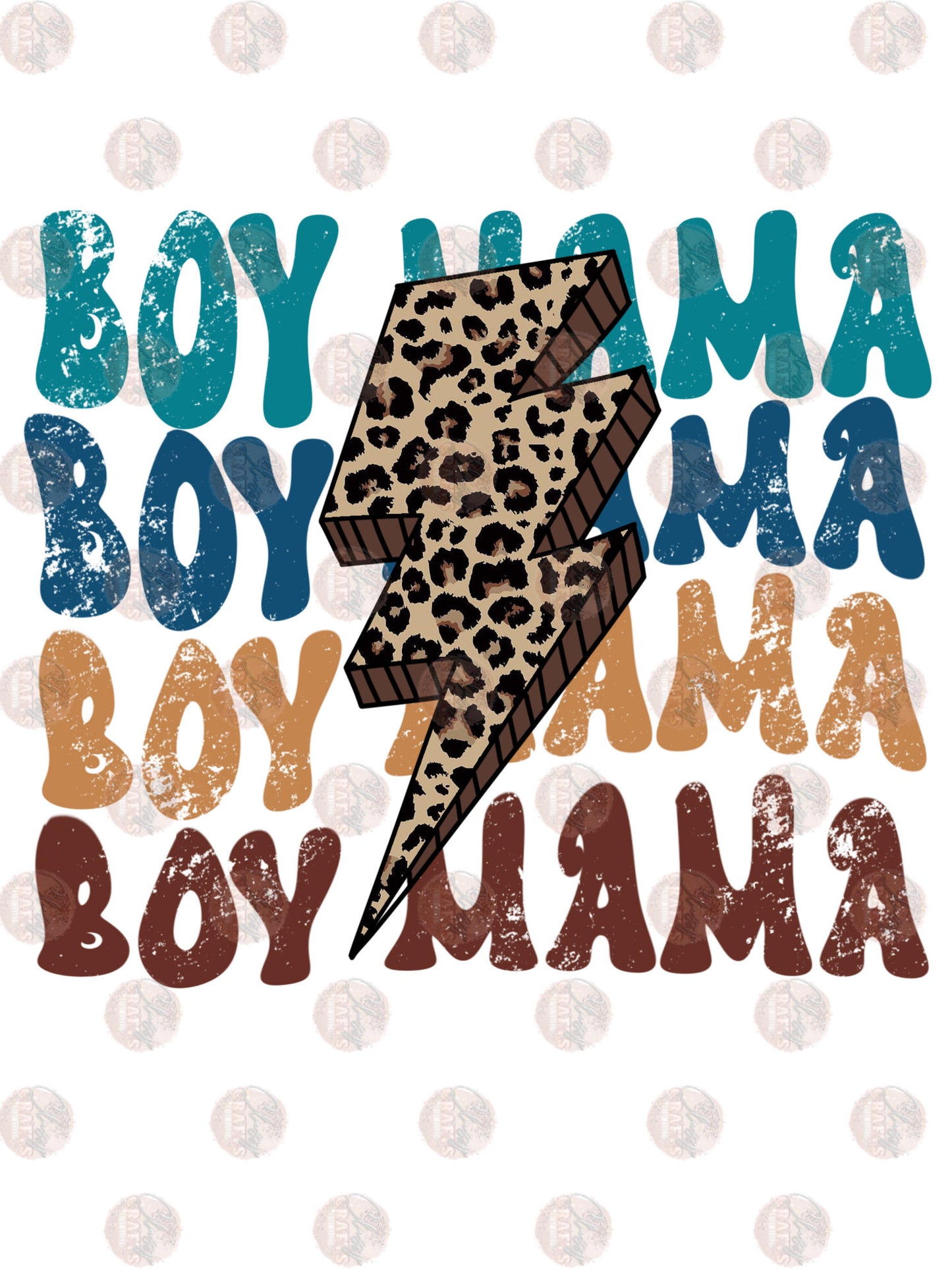 Boy Mama Retro Cheetah Bolt Transfer