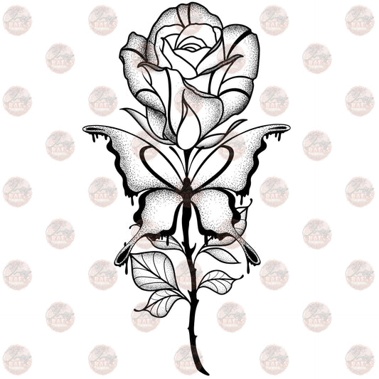 Butterfly Rose with Shading - Sublimation Transfer