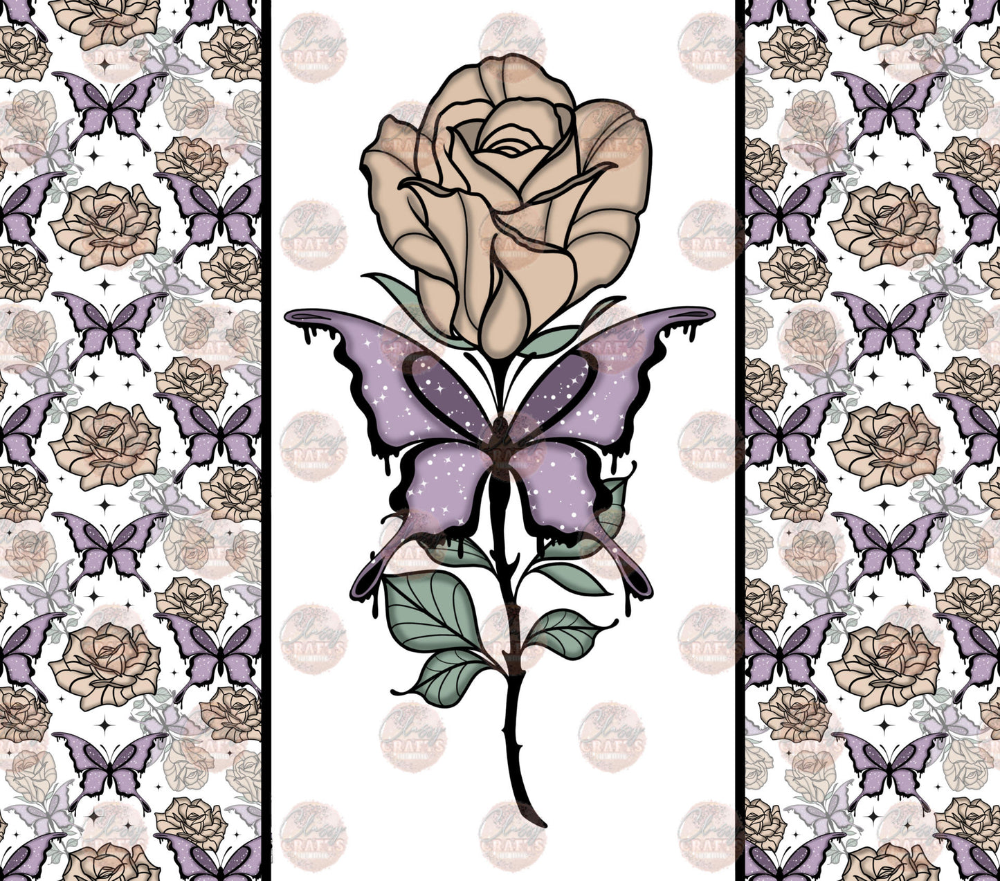 Butterfly Rose Tumbler Wrap - Sublimation Transfer