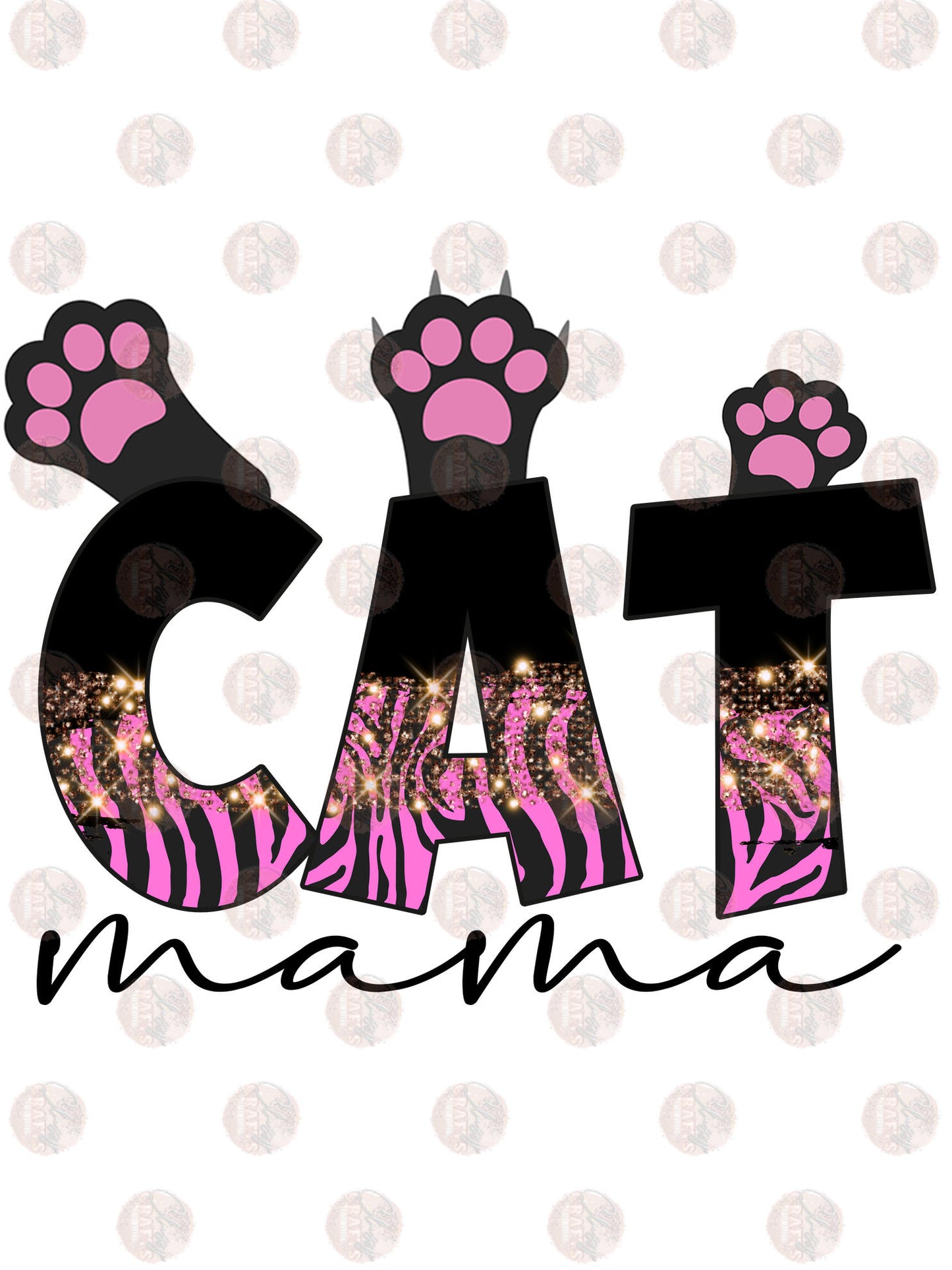 Cat Mama Pink Zebra Transfer