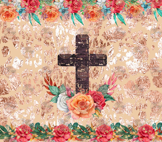 Christian Floral Tumbler Wrap - Sublimation Transfer