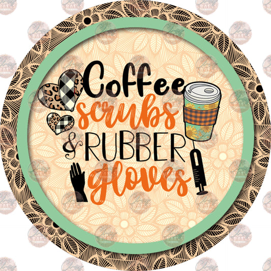 Coffee, Scrubs, Rubber Gloves Car Coaster - Sublimation Transfer