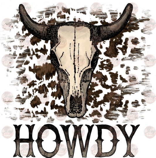 Cowhide Cow Skull Howdy - Sublimation Transfer
