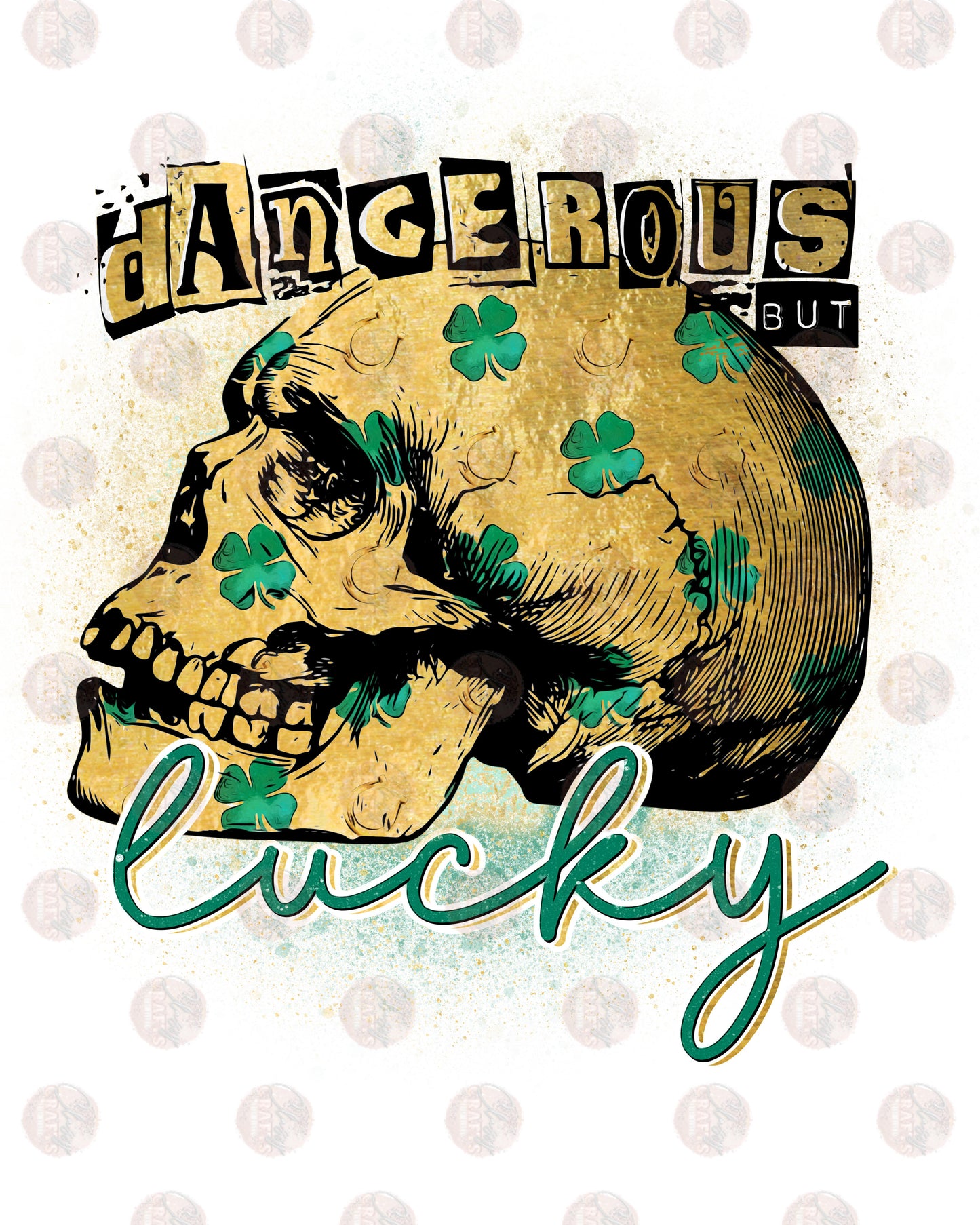 Lucky Horseshoe Skull/ Gold- Sublimation Transfer