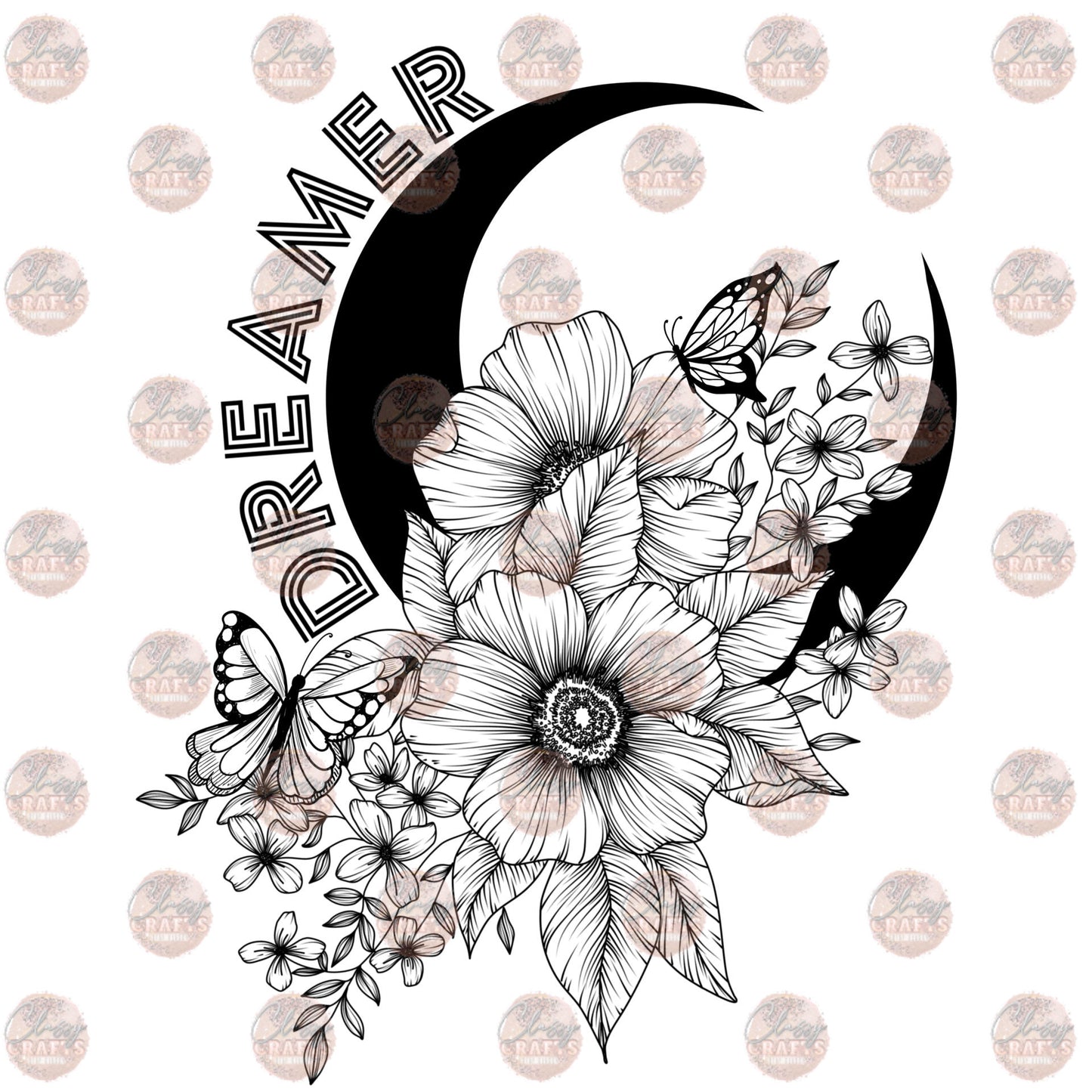 Dreamer Moon and Flowers - Sublimation Transfer