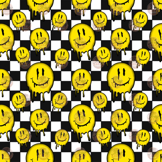 Dripping Checkered Smiley Seamless 1- Sublimation Transfer