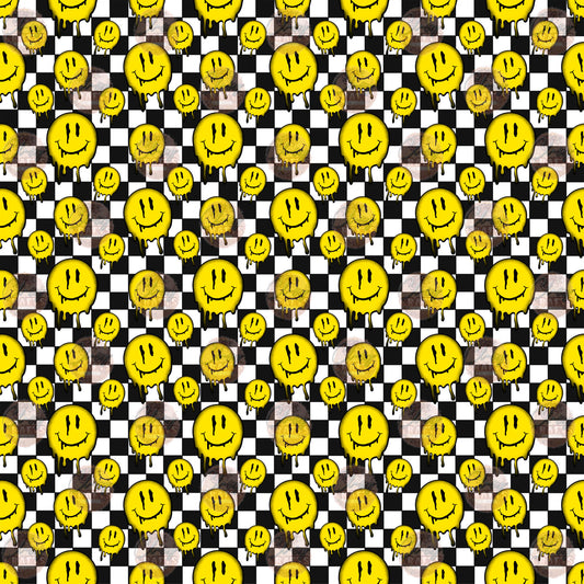 Dripping Checkered Smiley Seamless 2- Sublimation Transfer