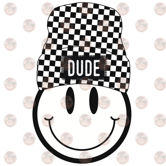 Dude Checker Smiley Beanie - Sublimation Transfer