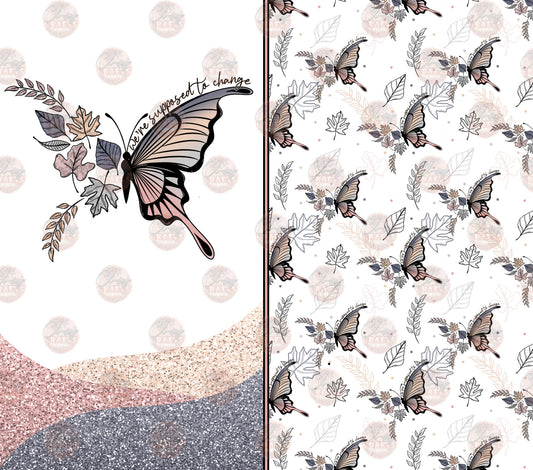 Fall Butterfly Tumbler Wrap- Sublimation Transfer