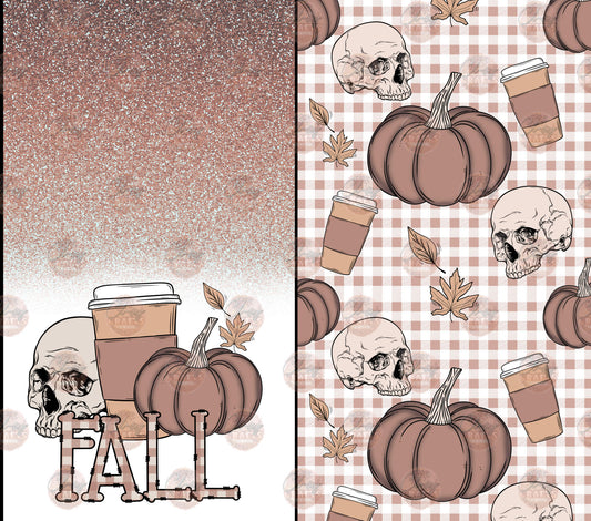 Fall Skelly 2 Tumbler Wrap- Sublimation Transfer