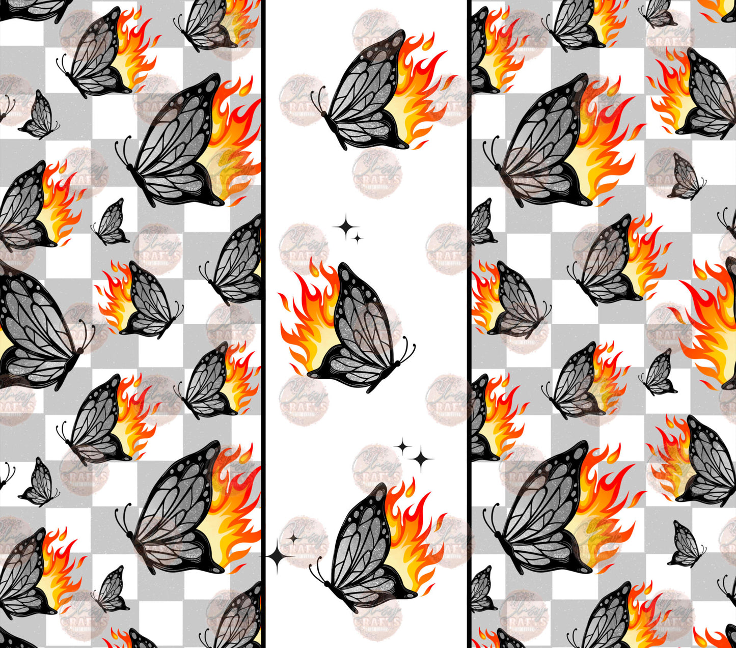 Fire Butterfly Tumbler Wrap - Sublimation Transfer