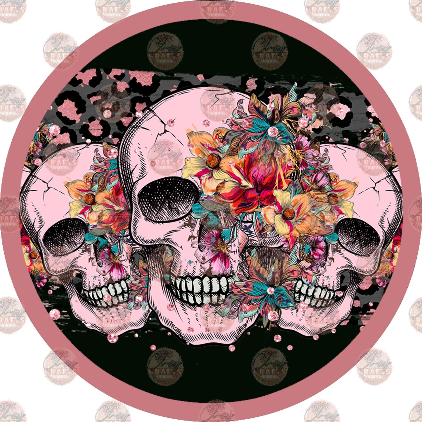 Floral Skull Car Coaster- Sublimation Transfer