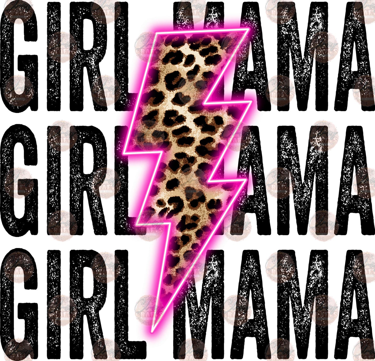 Girl Mama Neon Pink Bolt Transfer