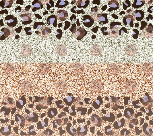 Glitter Leopard Silver Rose Gold Tumbler Wrap - Sublimation Transfer