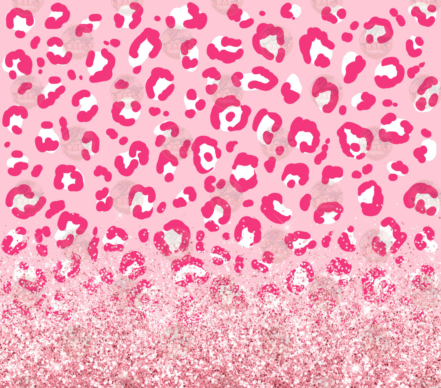 Glitter Pink Leopard Tumbler Wrap - Sublimation Transfer