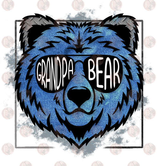Grandpa Bear Blue with Background- Sublimation Transfer