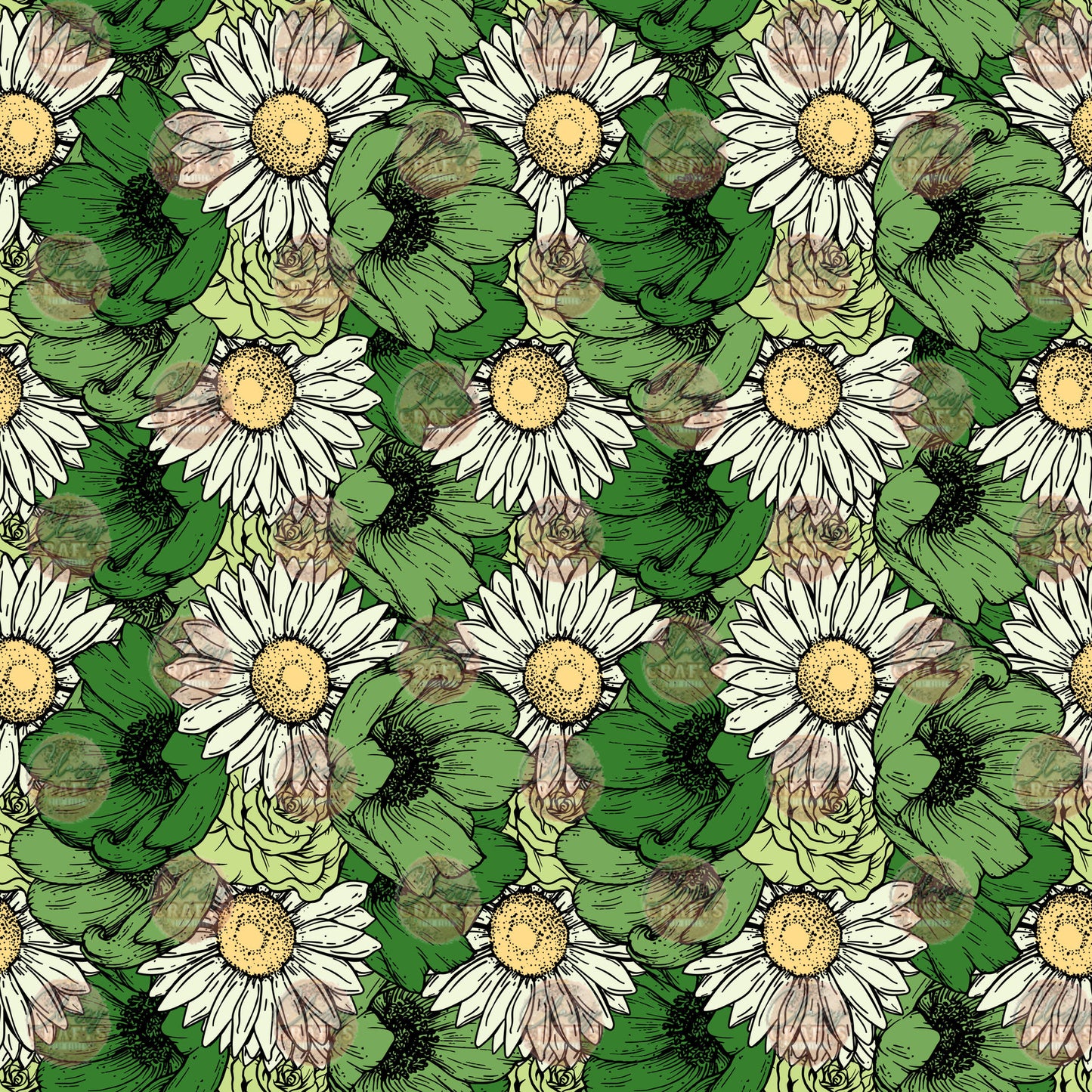 Green Floral 2 Seamless Wrap - Sublimation Transfer