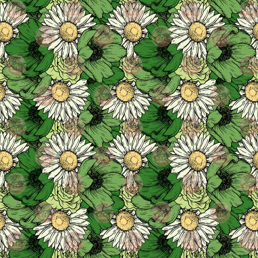 Green Floral 2 Seamless Wrap - Sublimation Transfer