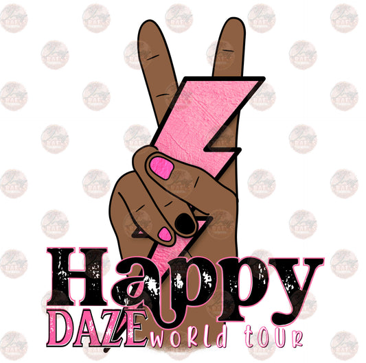 Happy Daze 2 Black and Pink- Sublimation Transfer