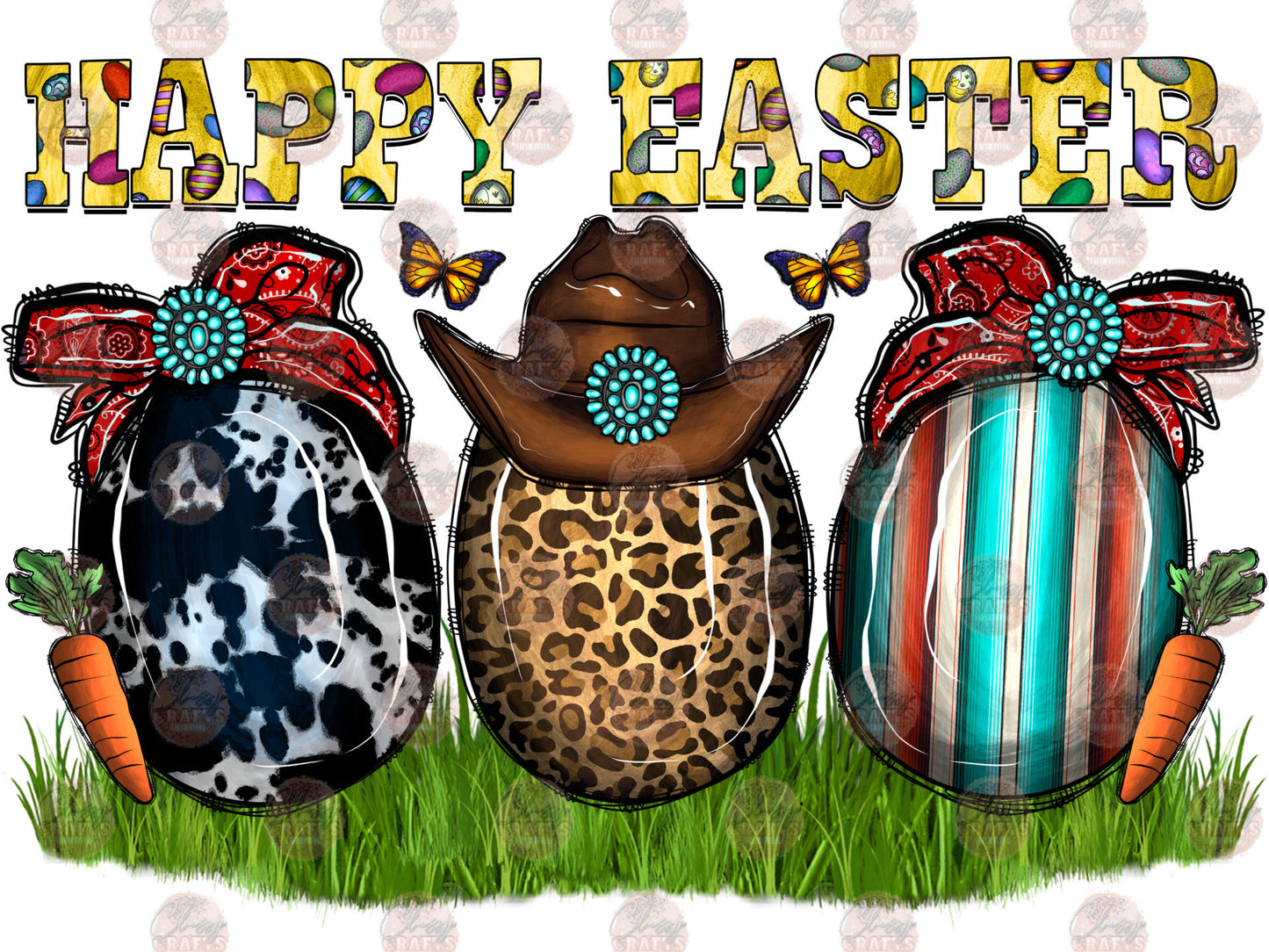 Happy Easter Country Eggs Transfer