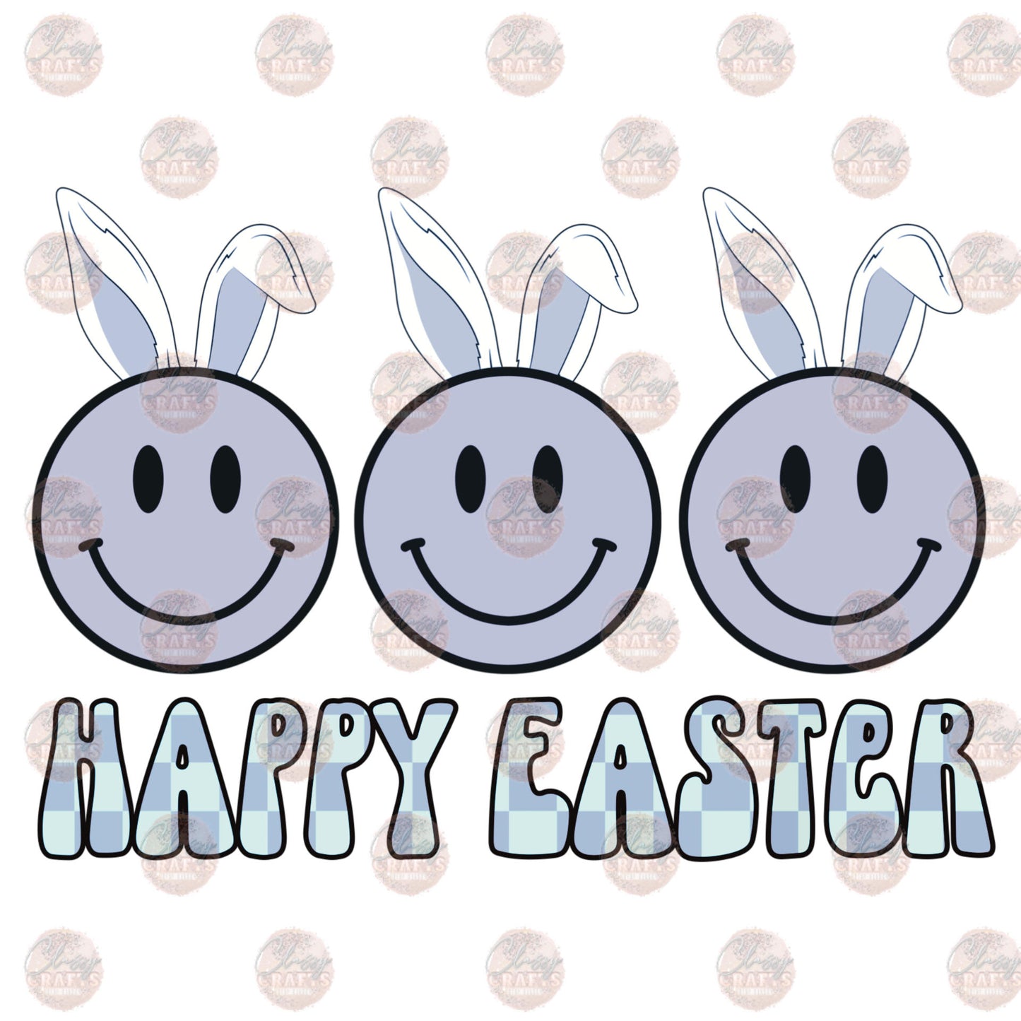 Happy Easter Smiles Blue Transfer