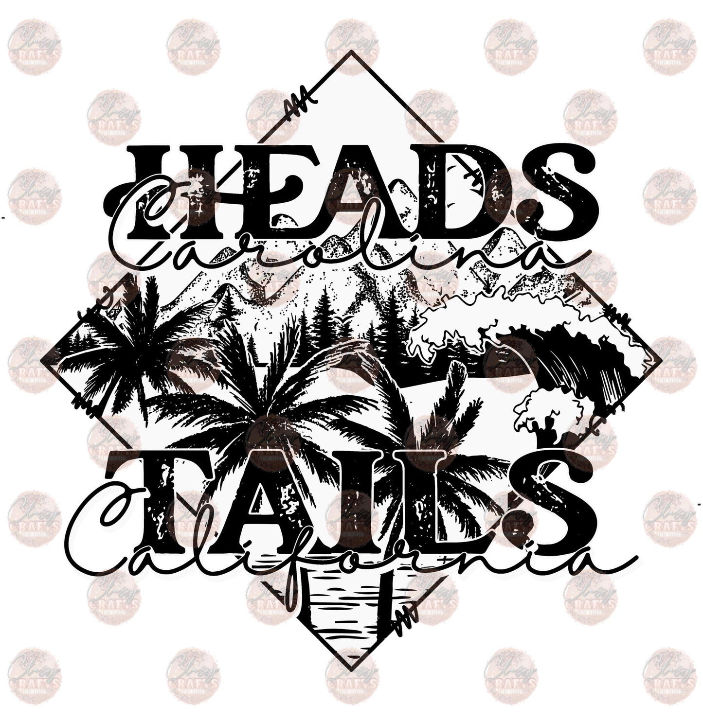 Heads Carolina Tails California Black Transfer