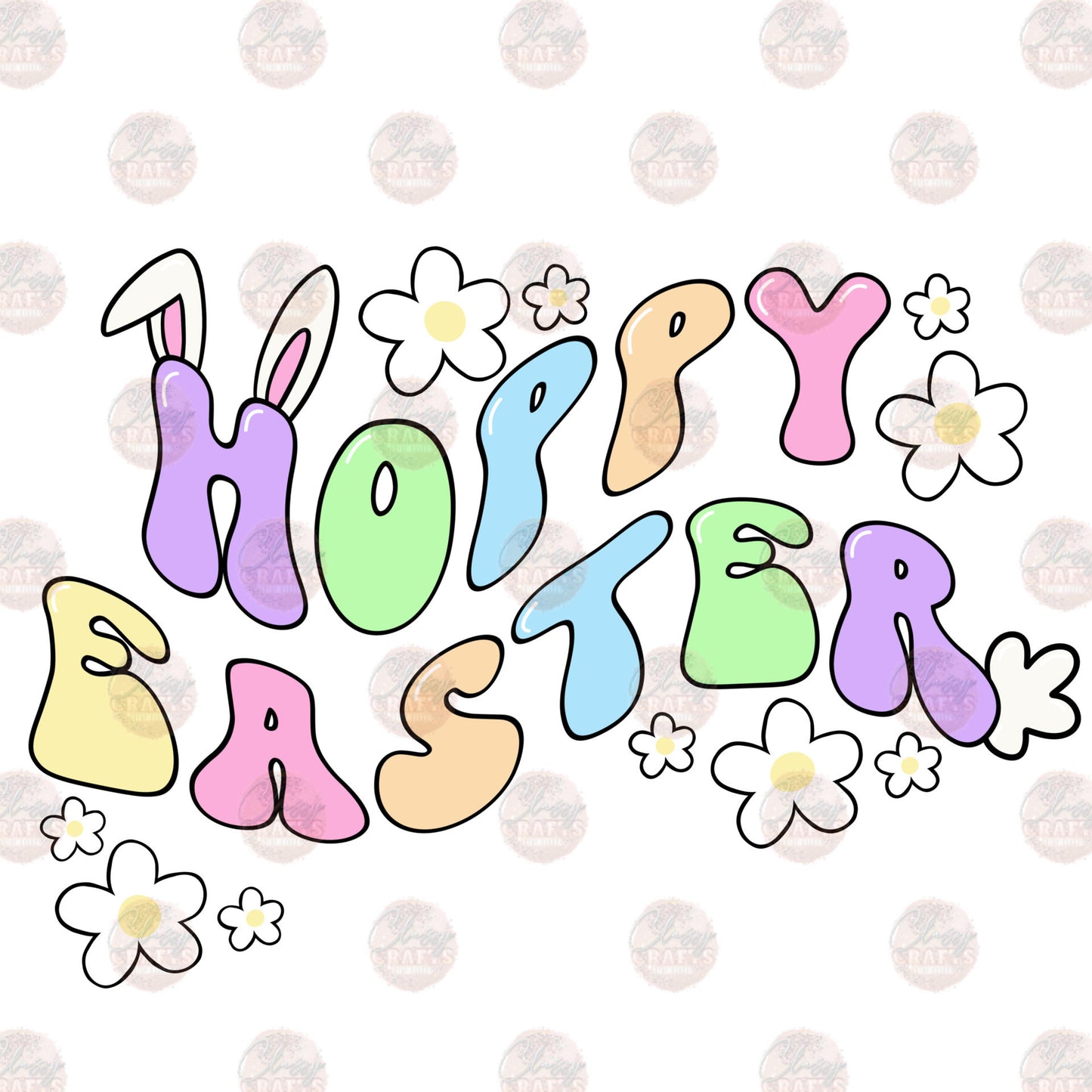 Hoppy Easter Floral- Retro Transfer