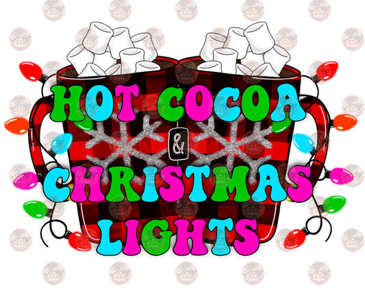 Hot Cocoa & Christmas Lights - Sublimation Transfer