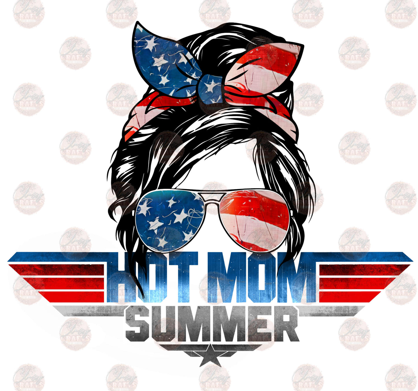 Hot Mom Summer Patriotic Bottom Transfer