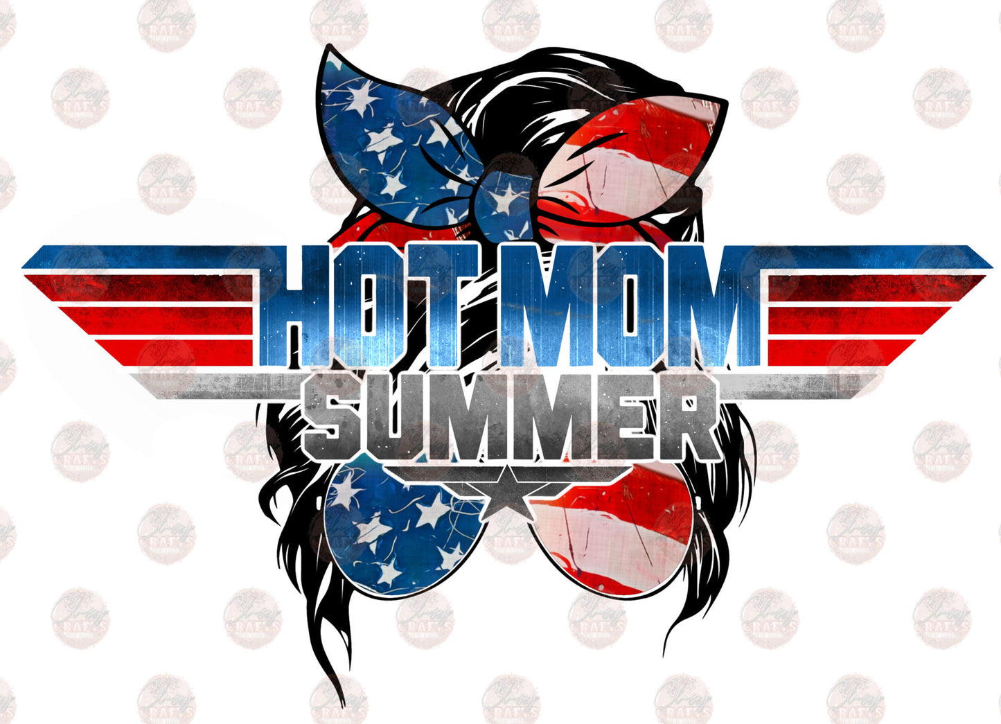 Hot Mom Summer Patriotic Middle Transfer