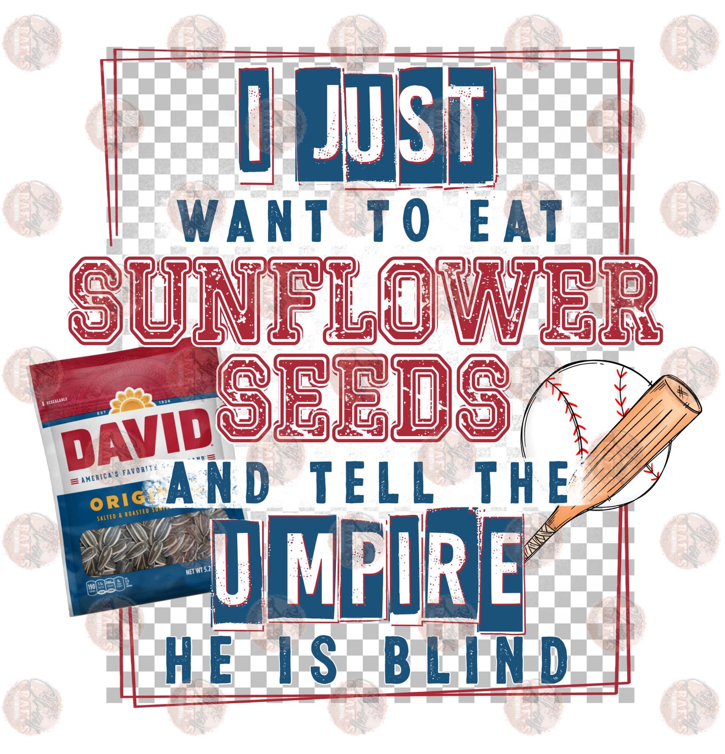 I Just Want To Eat Sunflower Seeds Baseball 1 Transfer