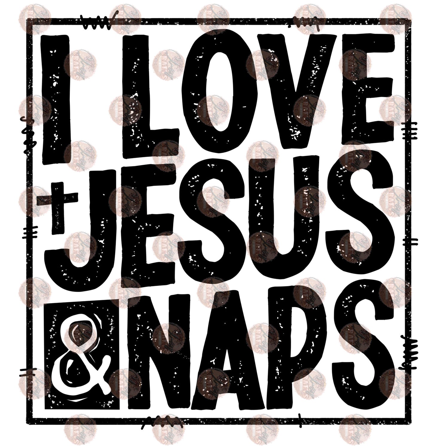 I Love Jesus & Naps Framed Blk Transfer