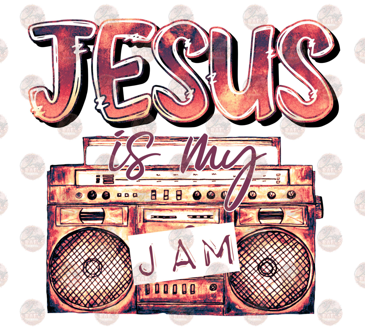 Jesus Is My Jam Peach & Pink Transfer