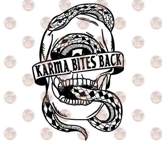 Karma Bites Back B&W Scroll -Sublimation Transfer