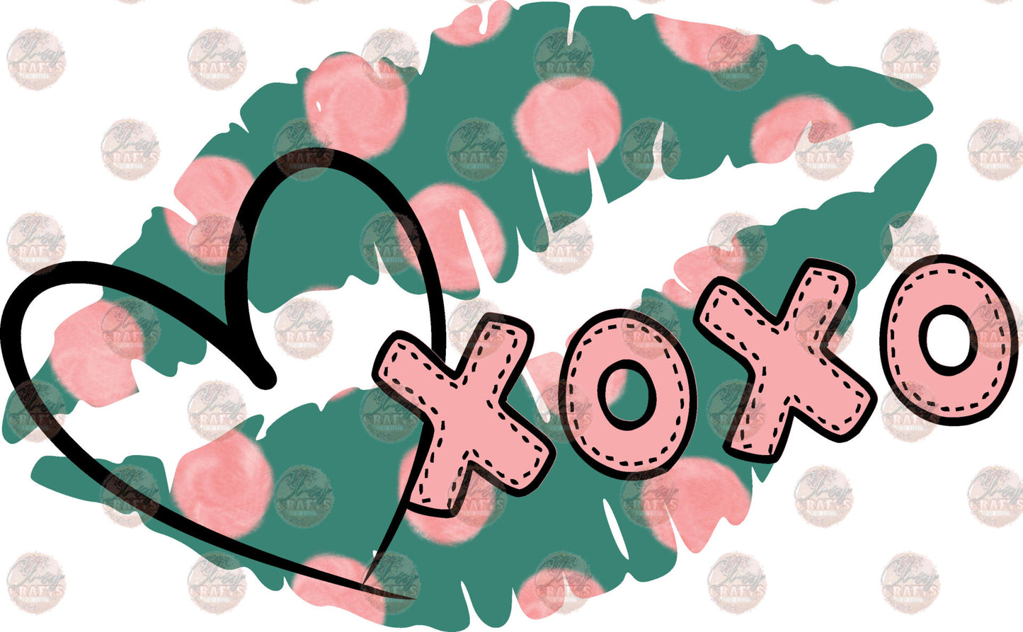 Lips XOXO Teal Transfer